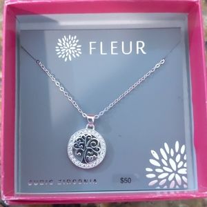 NWT Fleur plated brass silver necklace